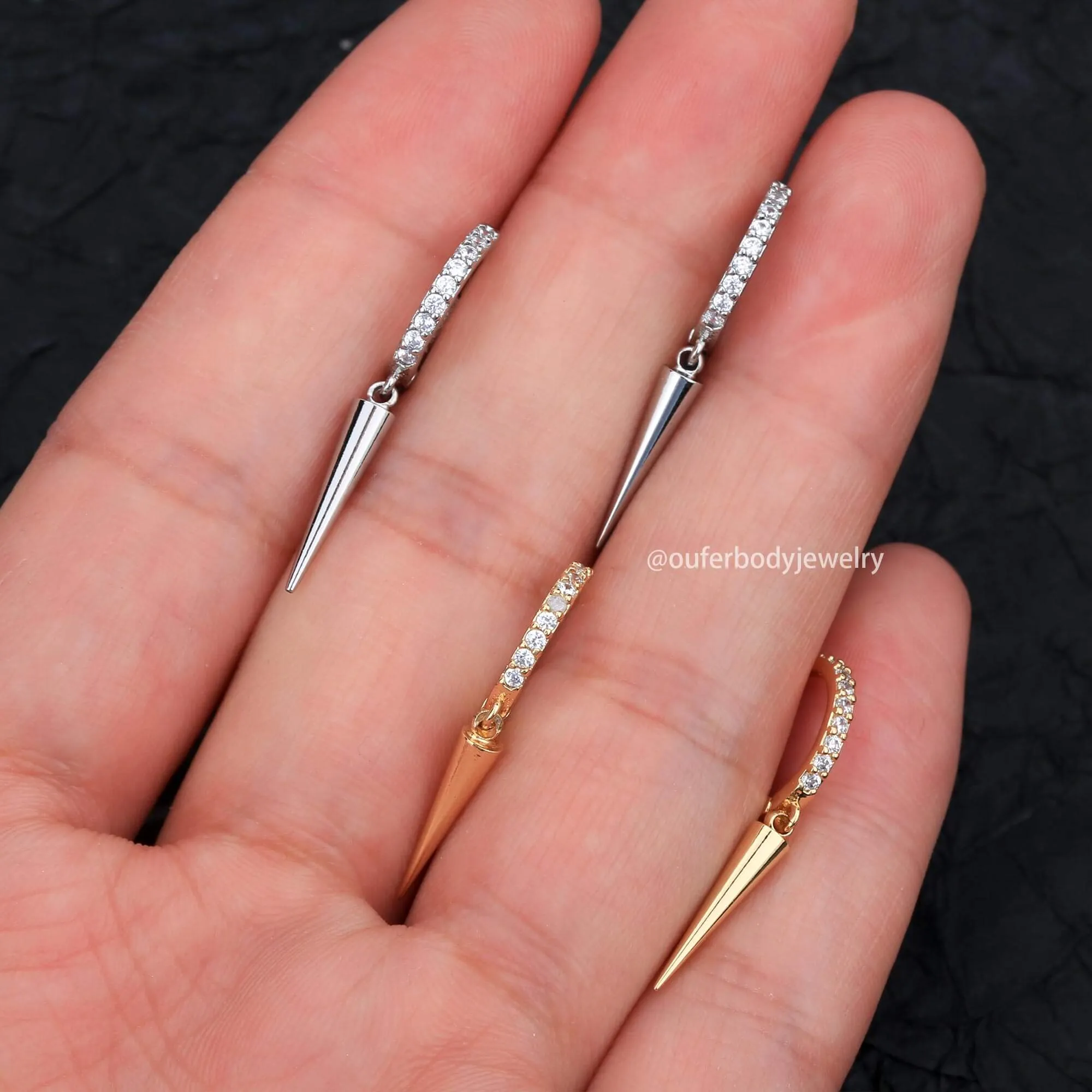 20G 2PCS Sleek Cone Dangle Drop Earrings