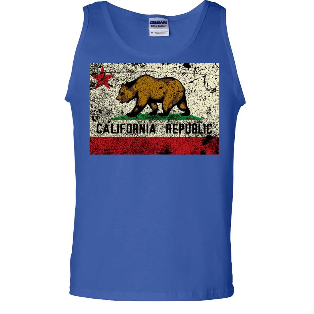 California State Flag Distressed Asst Colors Tank Top