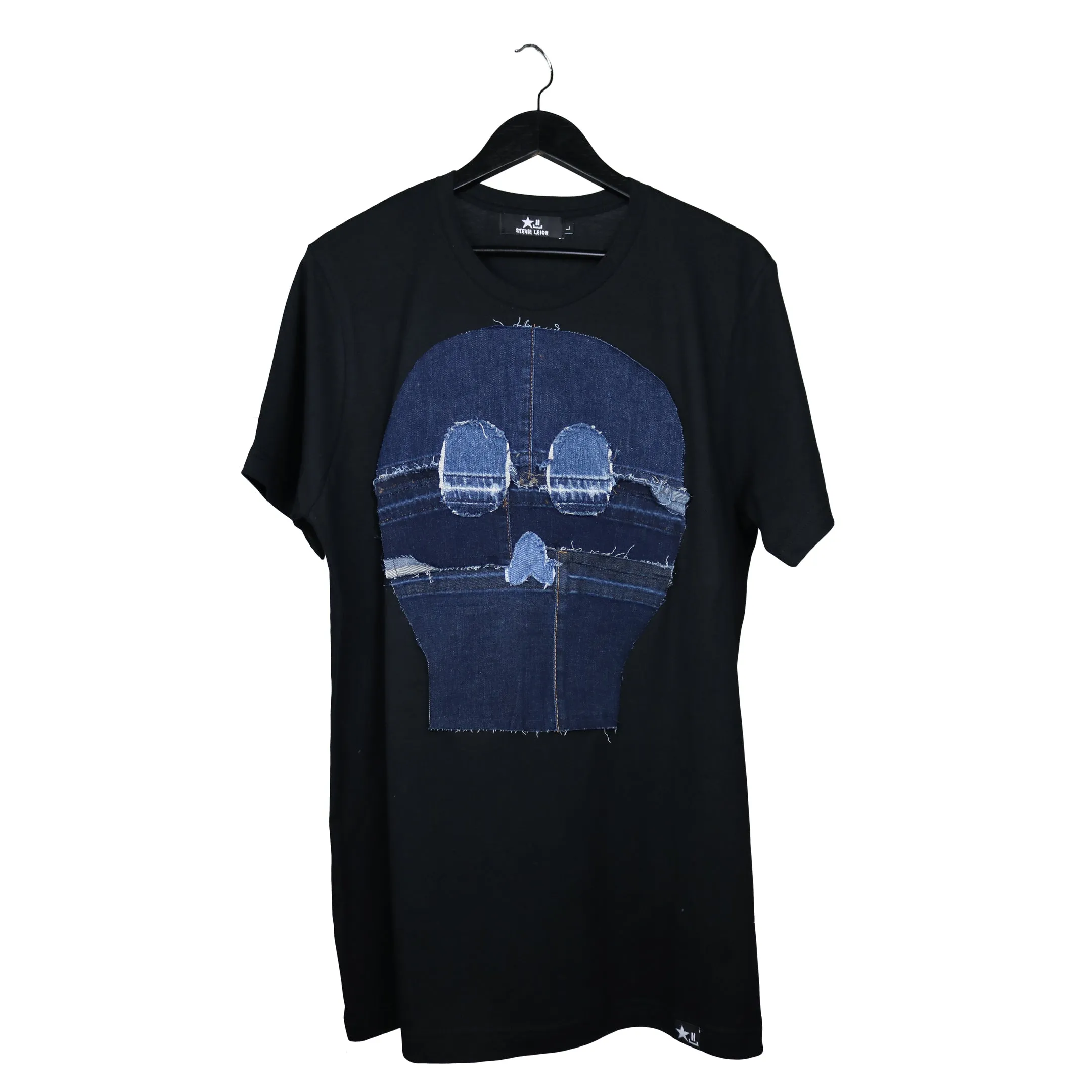 XO Skeleton - Upcycled t-shirt with denim skull
